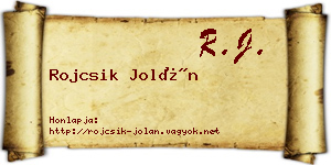 Rojcsik Jolán névjegykártya